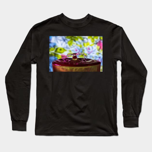 Pink water drop collision Long Sleeve T-Shirt by RosNapier